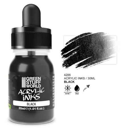 Green Stuff World Acrylic Ink Opaque- Black - 30ml